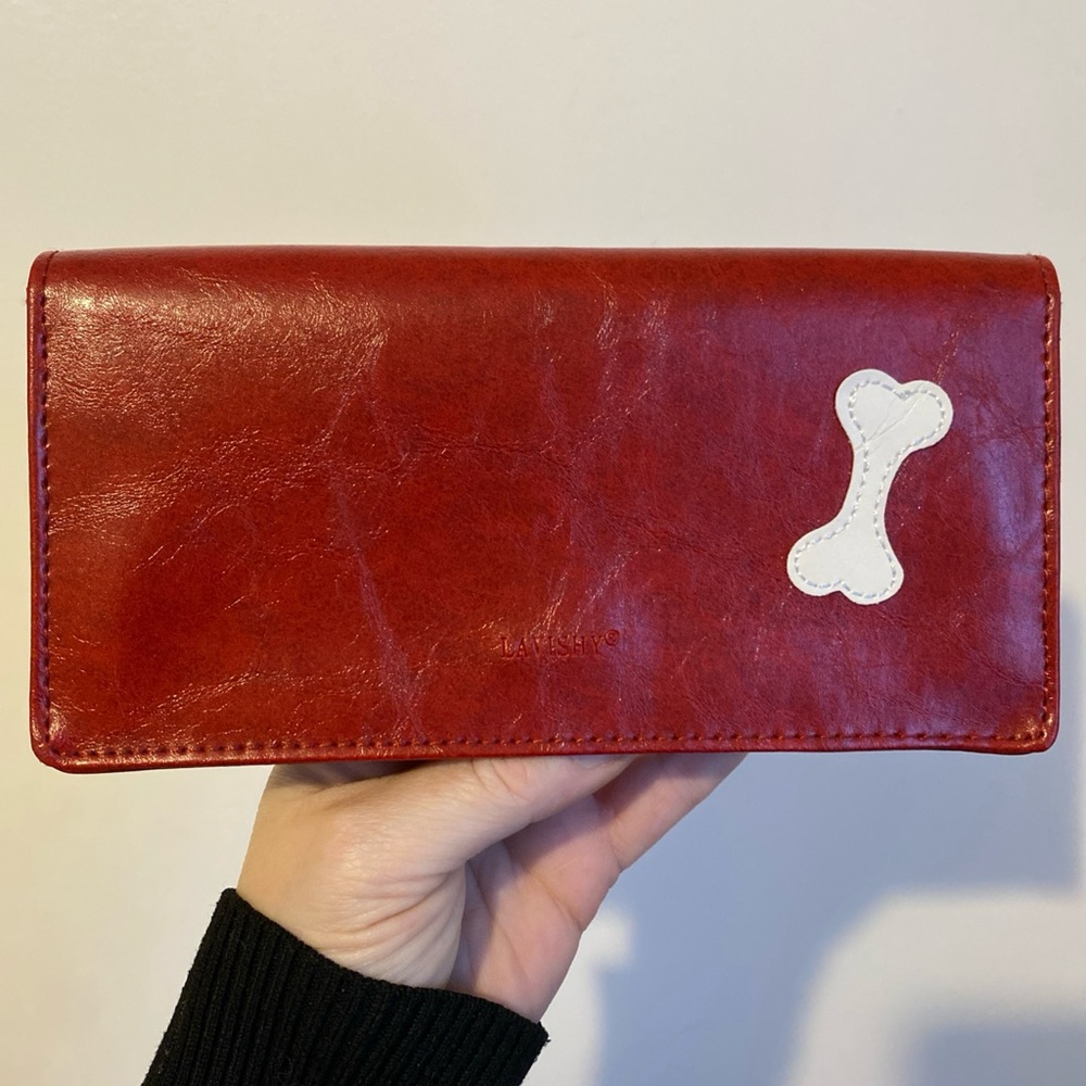 Lavishy Red Leather Dog Vegan Wallet - Picture 2 of 8